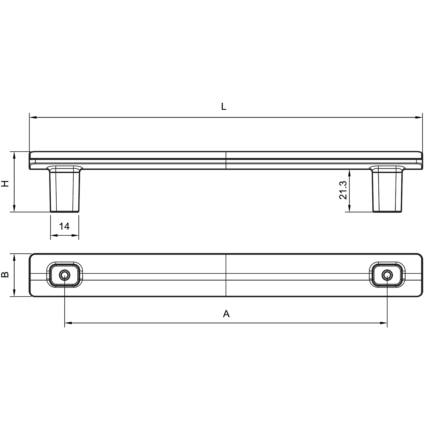 Greep VIS-A-VIS BA320 L355 Zamak RVS-look